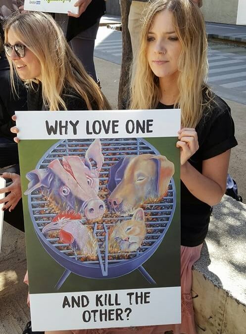Activist at Human Meat Demo Melbourne