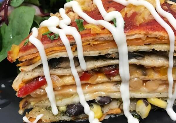 Vegan Tortilla Stack at A Tad Whimsy