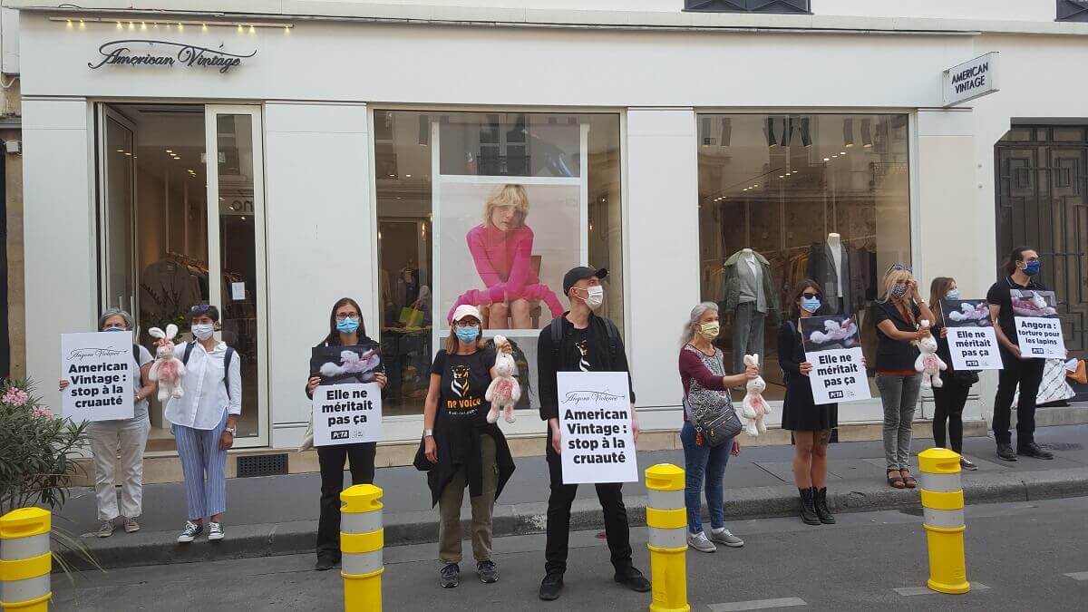 protesters outside American Vintage