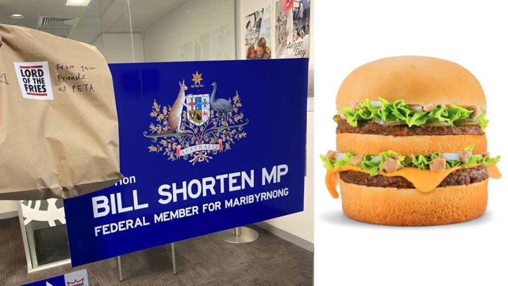 A vegan Biggie delivered to Bill Shorten.