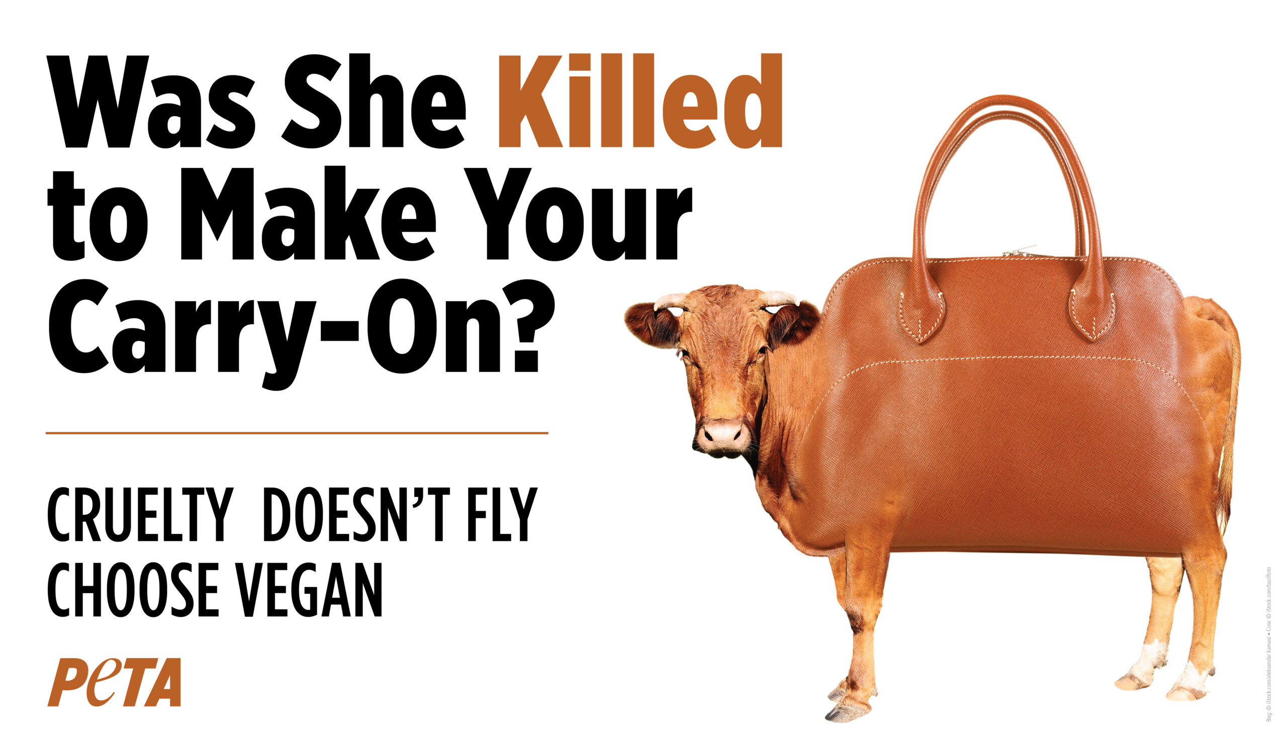Ad with the text: Was she Killed to Make your Carry-on?
