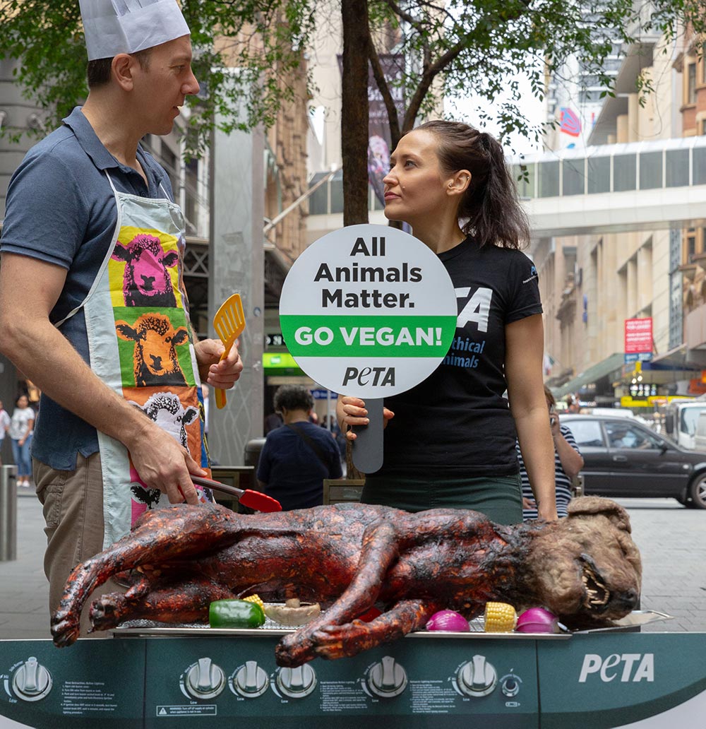 Photo of PETA's Australia Day protest in Sydney.