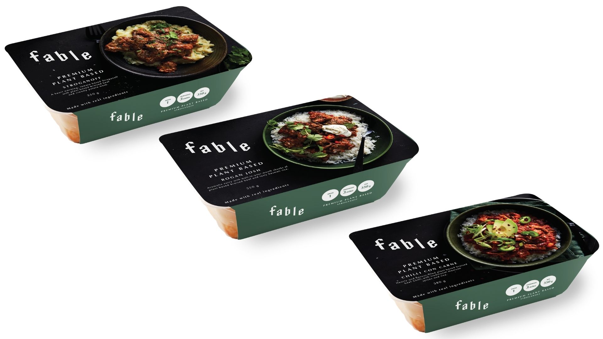 Fable's plant based "beef" ready made meals.