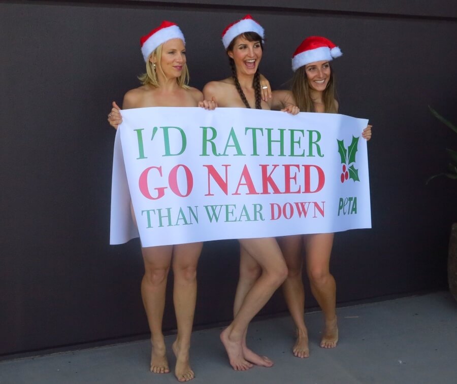 PETA Activists Tell Kathmandu: ‘I’d Rather Go Naked Than Wear Down’