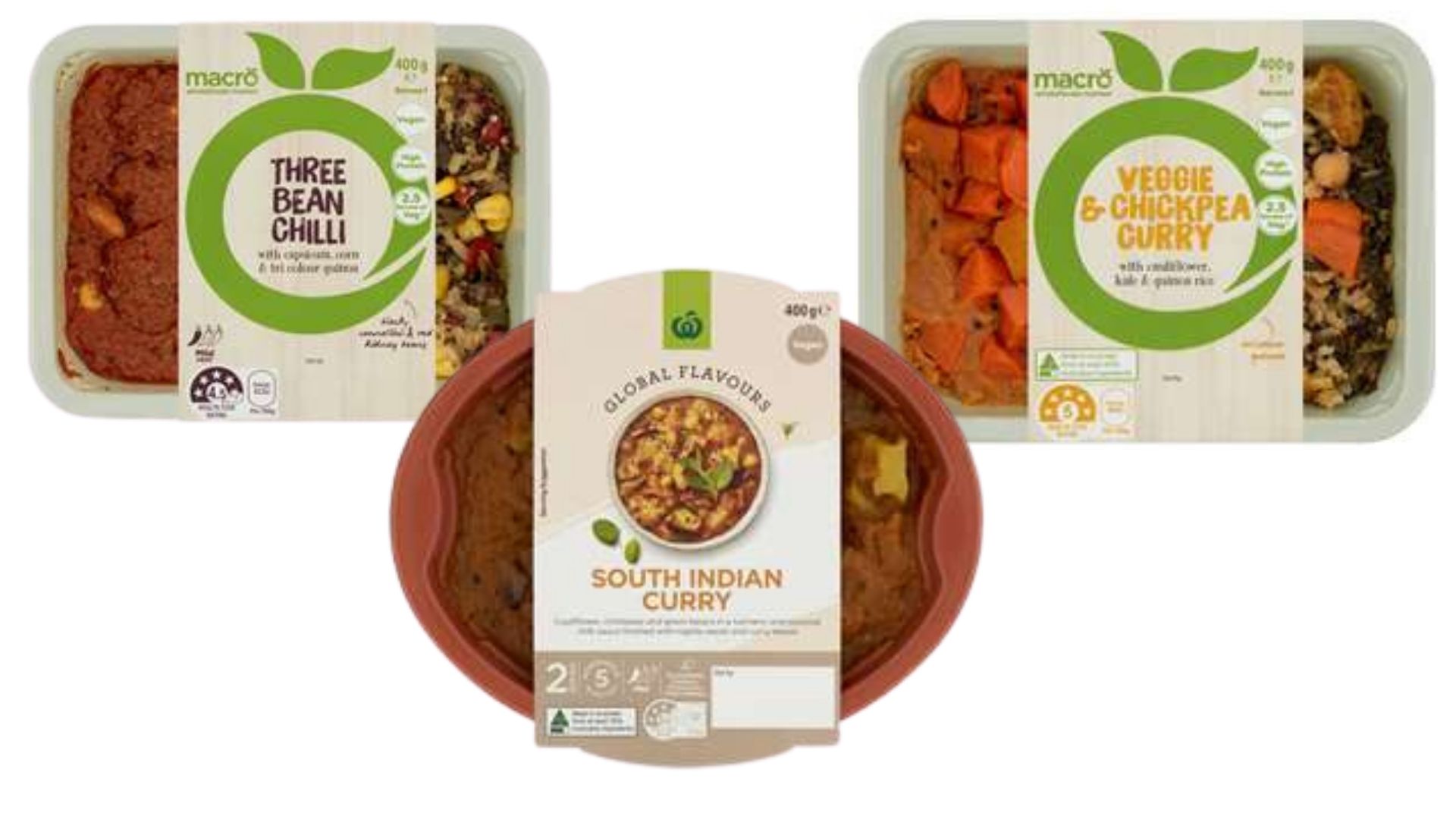 Vegan ready made meals from Woolworths.