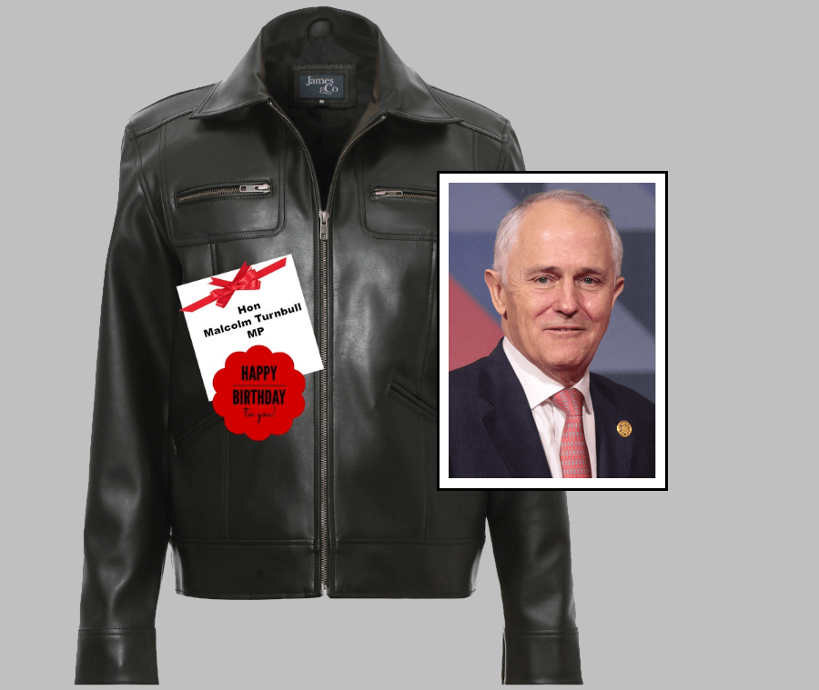 Malcolm Turnbull’s Birthday Suit: A Vegan Leather Jacket From PETA