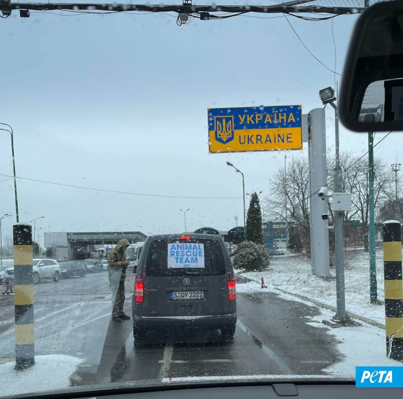 PETA Germany's car at the border