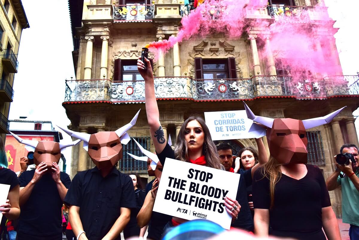 PETA's protest at Pamplona 2018.
