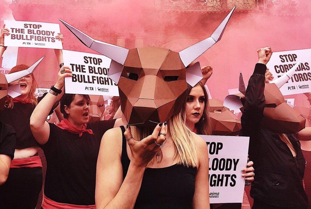 PETA's protest at Pamplona 2018.