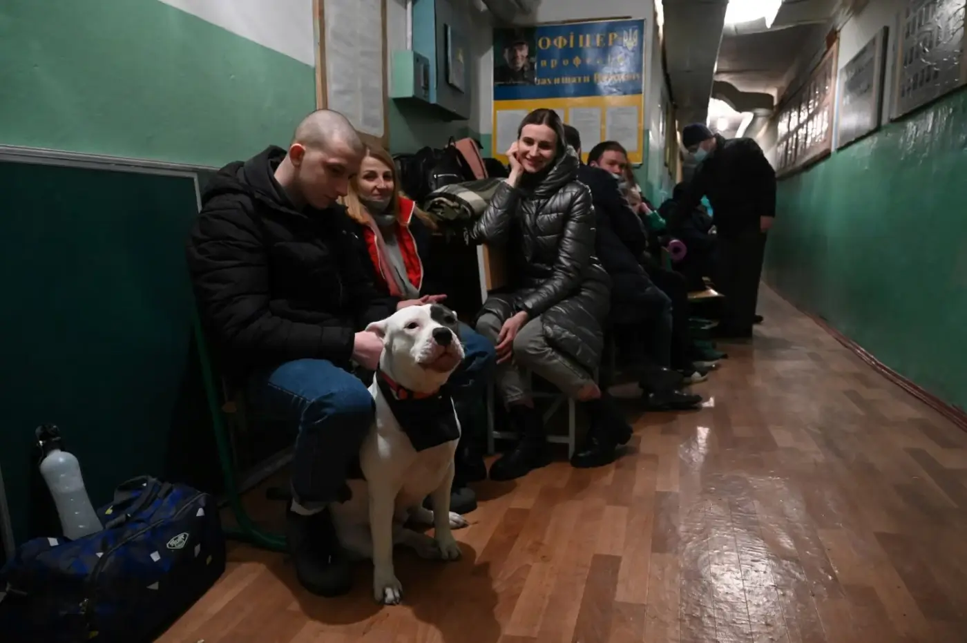 People in a shelter in Kyiv, Ukraine