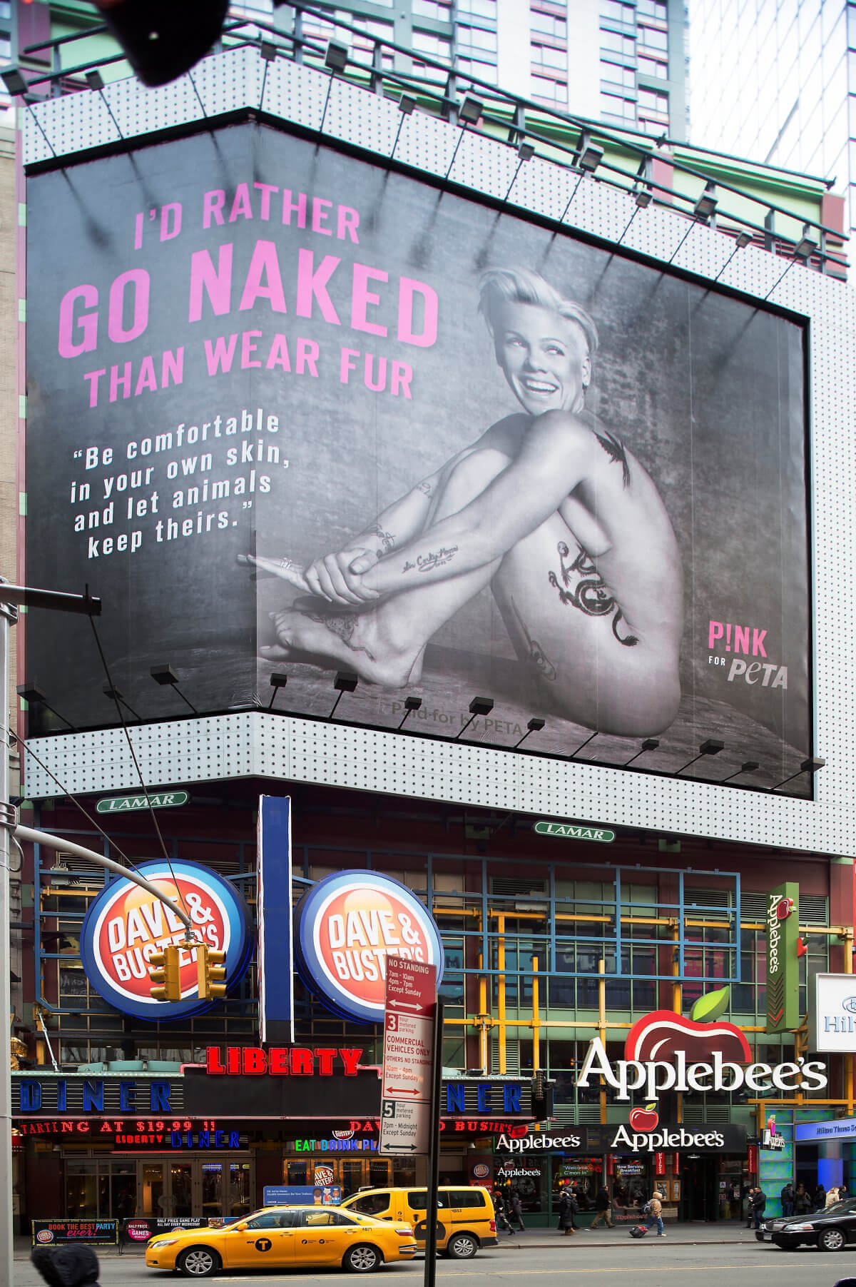 Pink's PETA Billboard in Times Square