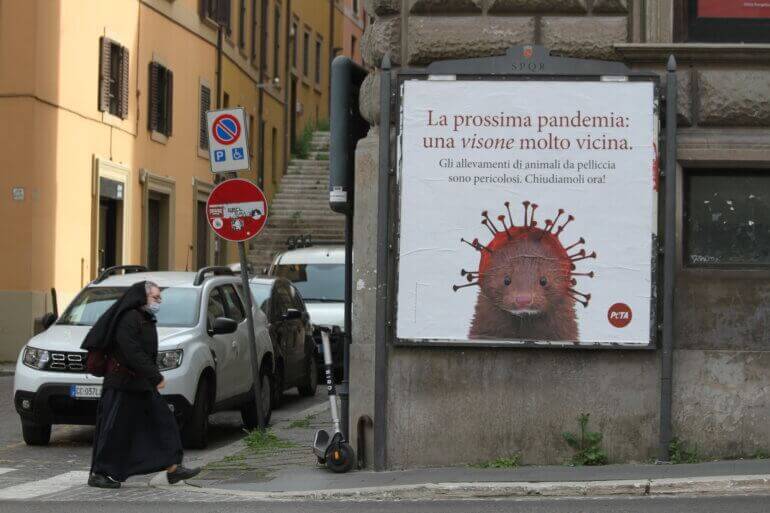 Billboards in Rome protest fur farming