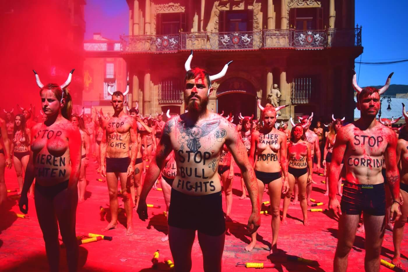 Aussie Activist Fills Sky With ‘Blood’ to Protest Torture of Bulls in Pamplona