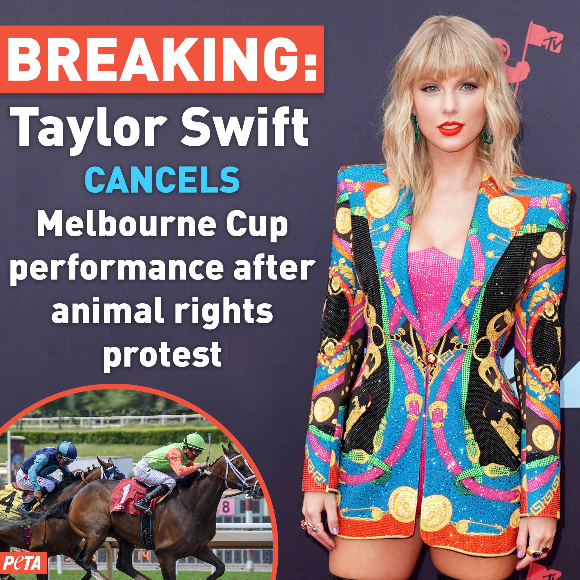 A photo of Taylor Swift, who cancelled her performance at the Melbourne Cup.