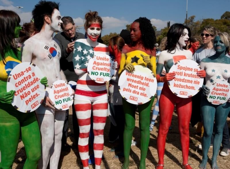 World Cup Flag Demo, Hyde Park Johannesburg PETA