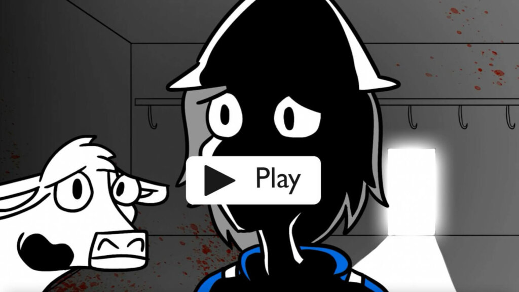 a cartoon cow and human
