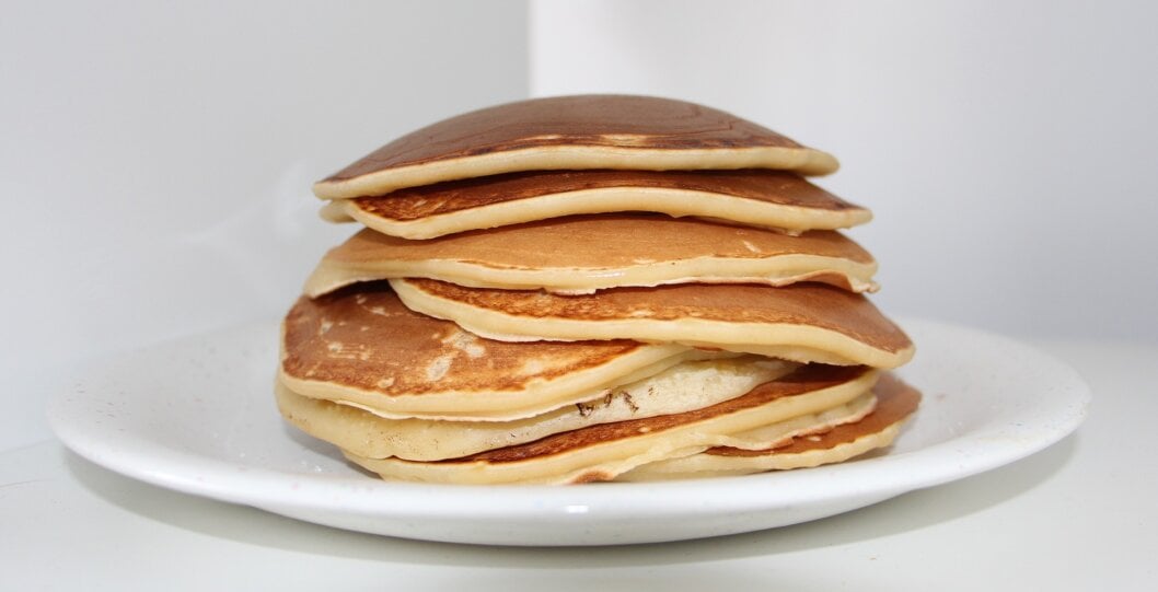 A stack of pancakes.