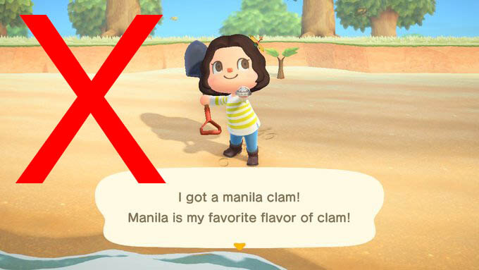 Catching clams in animal crossing.