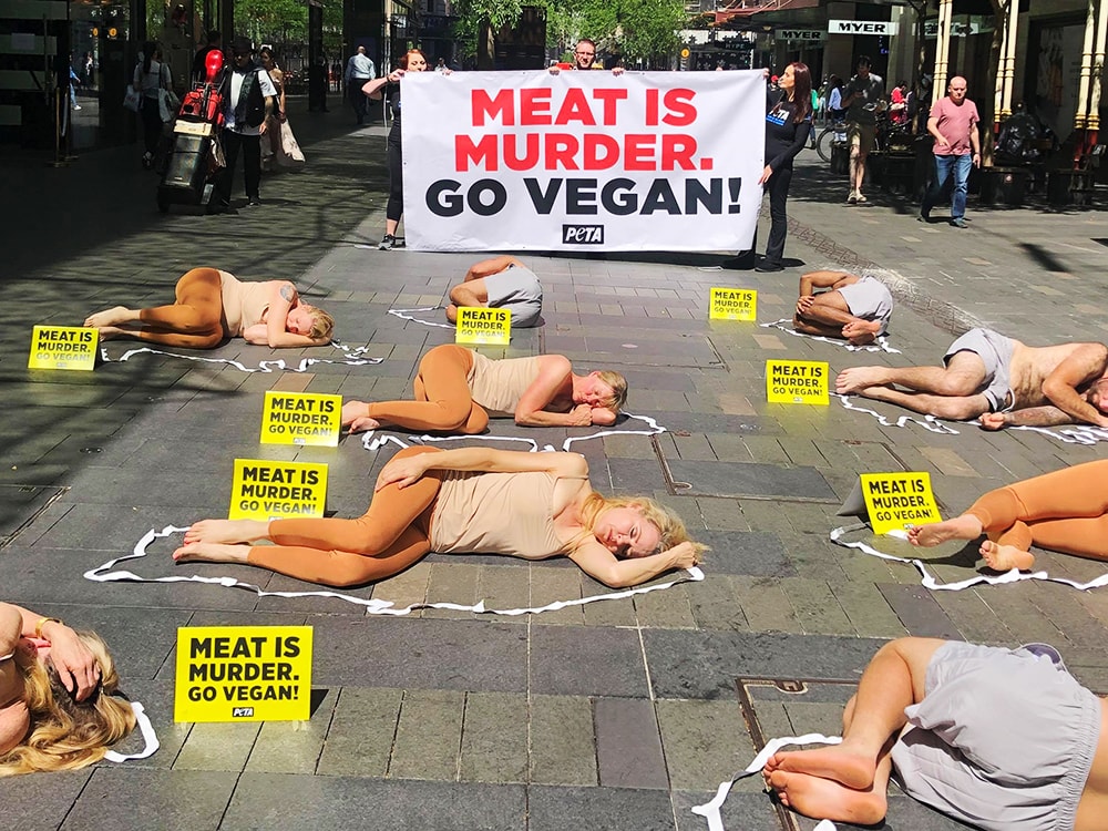 PETA protest in Sydney, Australia.