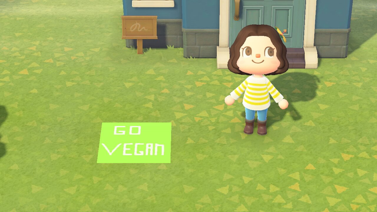 Vegan custom design in Animal Crossing.