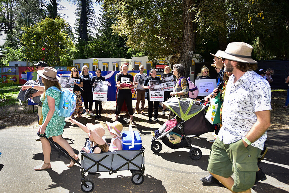 activists protest outside WOMADelaide